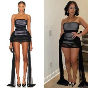 Norma Kamali Black and Gray Mini Dress